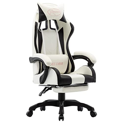 Juroupi Gaming-Stuhl mit Fußstütze Gamer Stuhl Gaming Chair Office Chair BüRostüHle Computerstuhl Schwarz und Weiß Kunstleder - 287995 von Juroupi