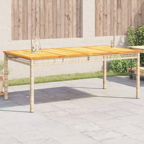Juroupi Gartentisch Terrassentisch Wetterfest Lounge Tisch Outdoor BalkonhäNgetisch Beige 180x90x75 cm Poly Rattan Akazienholz von Juroupi