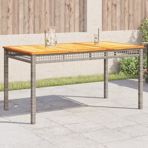 Juroupi Gartentisch Terrassentisch Wetterfest Lounge Tisch Outdoor BalkonhäNgetisch Grau 140x80x75 cm Poly Rattan Akazienholz von Juroupi