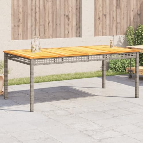 Juroupi Gartentisch Terrassentisch Wetterfest Lounge Tisch Outdoor BalkonhäNgetisch Grau 180x90x75 cm Poly Rattan Akazienholz von Juroupi