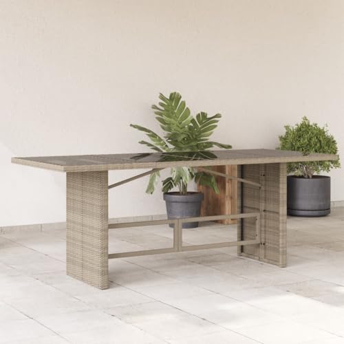 Juroupi Gartentisch mit Glasplatte Terassentisch Gartentisch Glas Gartentische Gartentisch FüR DraußEn Hellgrau 190x80x74 cm Poly Rattan Juroupi Gartentisch mit Glasplatte Terassentisch Gartentisch Glas Gartentische Gartentisch FüR DraußEn Hellgrau 190x80x74 cm Poly Rattan von Juroupi