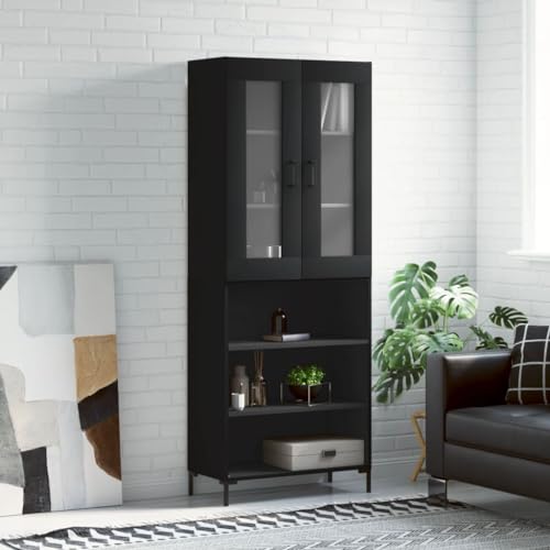 Juroupi Highboard Beistellschrank Sideboard Schlafzimmer Wohnzimmer MöBel Wohnzimmerschrank Schwarz 69,5x34x180 cm Holzwerkstoff - 3198722 von Juroupi