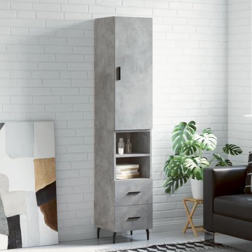 Juroupi Highboard WohnzimmerschräNke EsszimmermöBel Flur MöBel Sideboard Wohnzimmer Betongrau 34,5x34x180 cm Holzwerkstoff - 3198933 von Juroupi