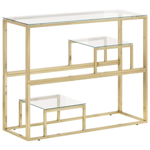 Juroupi Konsolentisch Console Table Konsolentische FüRs Wohnzimmer Ablagetisch Golden Edelstahl und Hartglas - 350010 von Juroupi