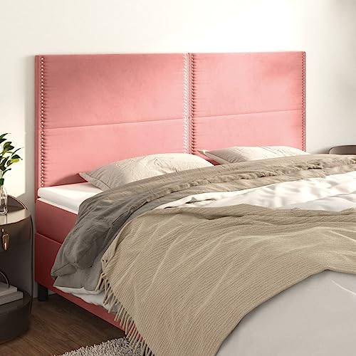 Juroupi Kopfteile 4 STK. Bett Kopfteil Bed Headboard Kopfteile FüR Betten BettkopfteilRosa 90x5x78/88 cm Samt von Juroupi