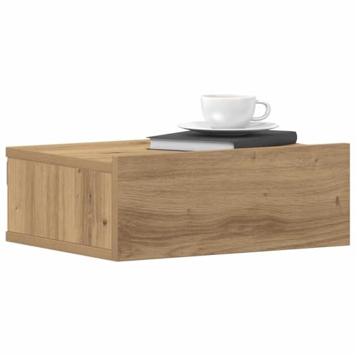 Juroupi Nachttisch Nachtschrank Bedside Table Beistellschrank Nightstand Nachttischschrank Hängend Artisan-Eiche 40x32x15 cm Holzwerkstoff von Juroupi