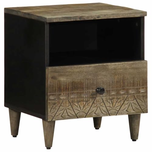 Juroupi Nachttisch Nachtschrank Bedside Table Beistellschrank Nightstand Nachttischschrank Hellgrau 40x33x46 cm Massivholz Mango - 4017798 von Juroupi