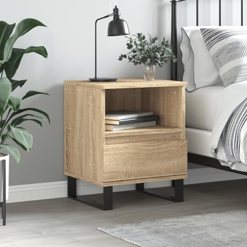 Juroupi Nachttisch Sonoma-Eiche 40x35x50 cm Bedside Table Tisch Wohnzimmer Nachttischschrank Beistelltisch Nachttische Holzwerkstoff von Juroupi