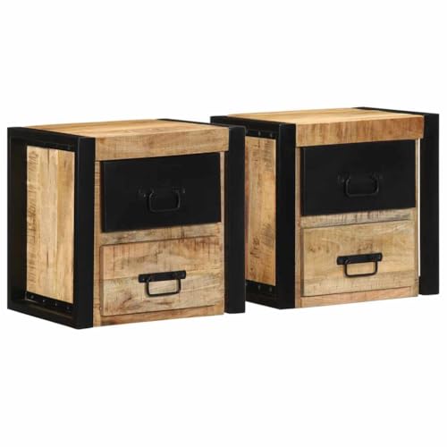 Juroupi Nachttische 2 STK. Nightstand Beistelltisch Schlafzimmer MöBel Nachtschrank Nachtisch 40x35x40 cm Raues Mango-Massivholz - 4015955 Juroupi Nachttische 2 STK. Nightstand Beistelltisch Schlafzimmer MöBel Nachtschrank Nachtisch 40x35x40 cm Raues Mango-Massivholz - 4015955 von Juroupi