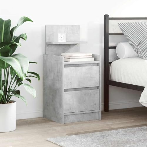 Juroupi Nachttische mit 2 Schubladen 2 STK. Nightstand Beistelltisch Schlafzimmer MöBel Nachtschrank Nachtisch Betongrau 38x34x80 cm von Juroupi