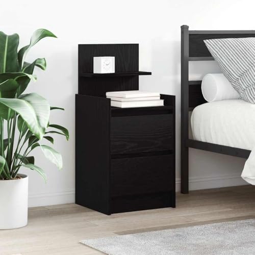 Juroupi Nachttische mit 2 Schubladen 2 STK. Nightstand Beistelltisch Schlafzimmer MöBel Nachtschrank Nachtisch Schwarz 38x34x80 cm von Juroupi