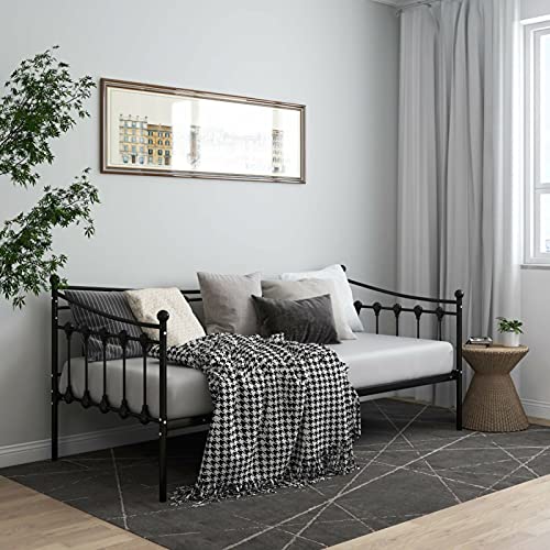Juroupi Schlafsofa Bettgestell Bed Frame Bettrahmen Betten Bettgestelle Bedframe Schwarz Metall 90x200 cm von Juroupi