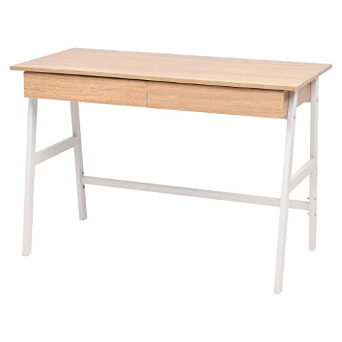 Juroupi Schreibtisch Computertisch Office Table Schreib Tisch Computer Schreibtisch 110x55x75 cm Eichenbraun und Weiß von Juroupi
