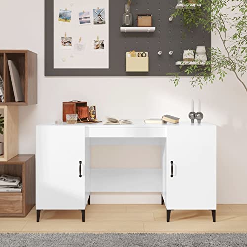 Juroupi Schreibtisch Computertisch Office Table Schreib Tisch Computer Schreibtisch Hochglanz-Weiß 140x50x75 cm Holzwerkstoff von Juroupi