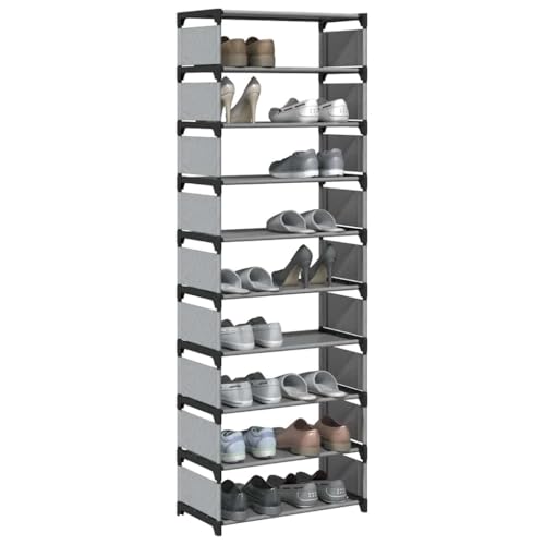 Juroupi Schuhregal Shoe Cabinet Schuhablage Flur Schuhe Regal SchuhstäNder 10-stöckig Grau 54x28x158 cm Vliesstoff Juroupi Schuhregal Shoe Cabinet Schuhablage Flur Schuhe Regal SchuhstäNder 10-stöckig Grau 54x28x158 cm Vliesstoff von Juroupi