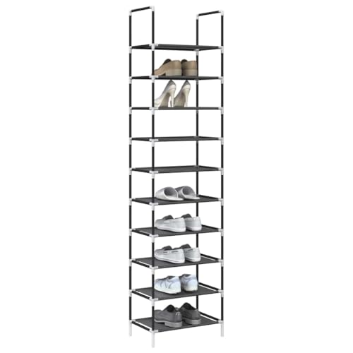 Juroupi Schuhregal Shoe Cabinet Schuhablage Flur Schuhe Regal SchuhstäNder 10-stöckig Schwarz 44x28x180 cm Vliesstoff Juroupi Schuhregal Shoe Cabinet Schuhablage Flur Schuhe Regal SchuhstäNder 10-stöckig Schwarz 44x28x180 cm Vliesstoff von Juroupi