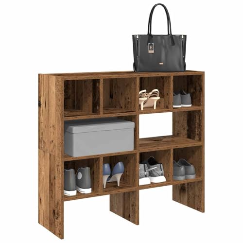 Juroupi Schuhregale 2 STK. Shoe Cabinet Schuhaufbewahrung Shoes Rack Schuhablage Flur Schuhregal Stapelbar Altholz-Optik 89,5x30x40 cm von Juroupi