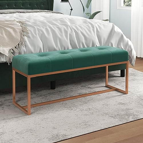 Juroupi Sitzbank Dunkelgrün 110x36x45 cm Bank Flur Garderobe Bank Flurbank Sitzbank Schlafzimmer Hockerbank Samt von Juroupi