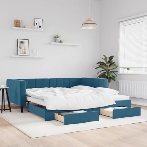 Juroupi Tagesbett Ausziehbar mit Schubladen Bett Mit Stauraum Tagesbett Bett Mit Schubladen Schubladenbett Blau 100x200 cm Samt - 3196745 Juroupi Tagesbett Ausziehbar mit Schubladen Bett Mit Stauraum Tagesbett Bett Mit Schubladen Schubladenbett Blau 100x200 cm Samt - 3196745 von Juroupi
