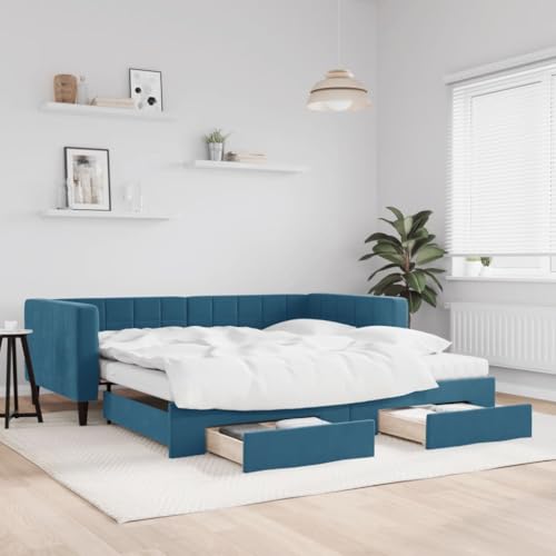 Juroupi Tagesbett Ausziehbar mit Schubladen Bett Mit Stauraum Tagesbett Bett Mit Schubladen Schubladenbett Blau 100x200 cm Samt - 3196769 Juroupi Tagesbett Ausziehbar mit Schubladen Bett Mit Stauraum Tagesbett Bett Mit Schubladen Schubladenbett Blau 100x200 cm Samt - 3196769 von Juroupi