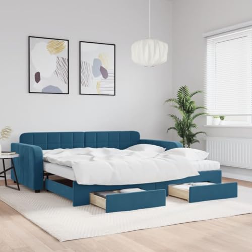Juroupi Tagesbett Ausziehbar mit Schubladen Bett Mit Stauraum Tagesbett Bett Mit Schubladen Schubladenbett Blau 100x200 cm Samt - 3197007 Juroupi Tagesbett Ausziehbar mit Schubladen Bett Mit Stauraum Tagesbett Bett Mit Schubladen Schubladenbett Blau 100x200 cm Samt - 3197007 von Juroupi