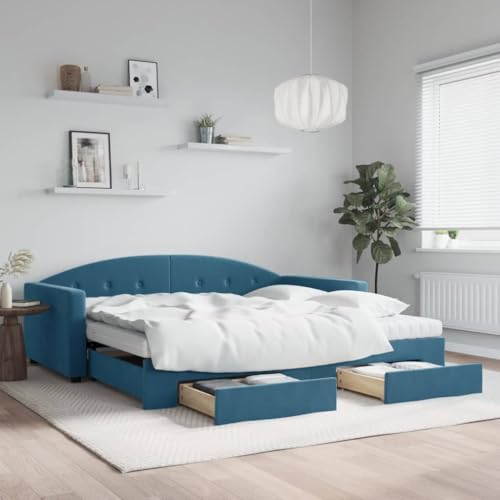 Juroupi Tagesbett Ausziehbar mit Schubladen Bett Mit Stauraum Tagesbett Bett Mit Schubladen Schubladenbett Blau 100x200 cm Samt - 3197379 Juroupi Tagesbett Ausziehbar mit Schubladen Bett Mit Stauraum Tagesbett Bett Mit Schubladen Schubladenbett Blau 100x200 cm Samt - 3197379 von Juroupi