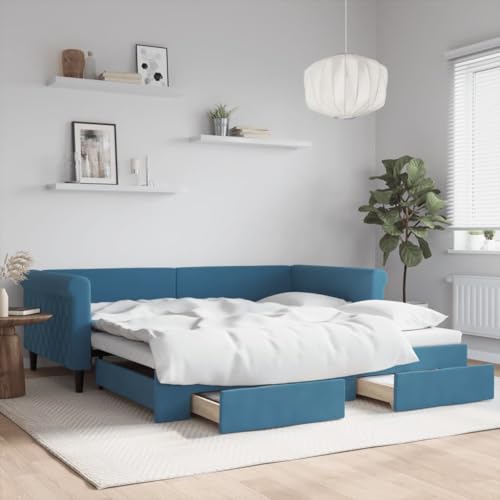 Juroupi Tagesbett Ausziehbar mit Schubladen Bett Mit Stauraum Tagesbett Bett Mit Schubladen Schubladenbett Blau 100x200 cm Samt - 3197825 Juroupi Tagesbett Ausziehbar mit Schubladen Bett Mit Stauraum Tagesbett Bett Mit Schubladen Schubladenbett Blau 100x200 cm Samt - 3197825 von Juroupi