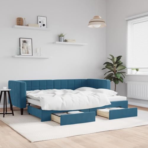 Juroupi Tagesbett Ausziehbar mit Schubladen Bett Mit Stauraum Tagesbett Bett Mit Schubladen Schubladenbett Blau 80x200 cm Samt - 3196731 Juroupi Tagesbett Ausziehbar mit Schubladen Bett Mit Stauraum Tagesbett Bett Mit Schubladen Schubladenbett Blau 80x200 cm Samt - 3196731 von Juroupi