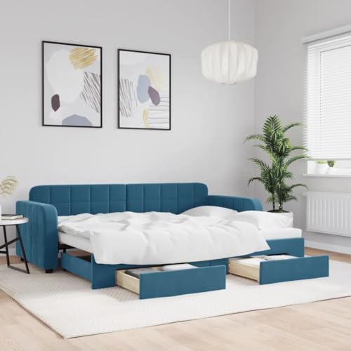 Juroupi Tagesbett Ausziehbar mit Schubladen Bett Mit Stauraum Tagesbett Bett Mit Schubladen Schubladenbett Blau 80x200 cm Samt - 3196969 Juroupi Tagesbett Ausziehbar mit Schubladen Bett Mit Stauraum Tagesbett Bett Mit Schubladen Schubladenbett Blau 80x200 cm Samt - 3196969 von Juroupi