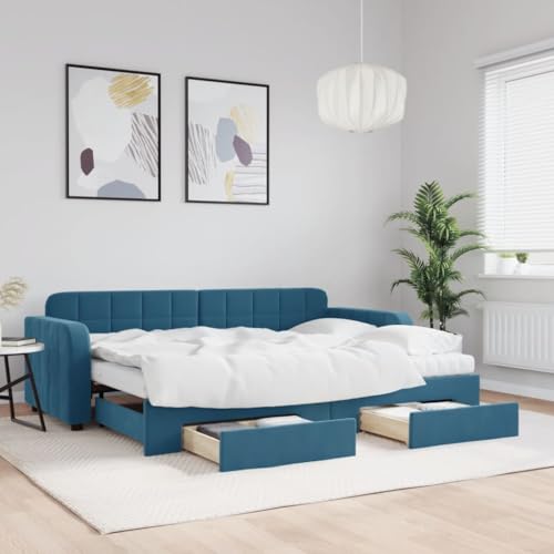 Juroupi Tagesbett Ausziehbar mit Schubladen Bett Mit Stauraum Tagesbett Bett Mit Schubladen Schubladenbett Blau 80x200 cm Samt - 3196993 Juroupi Tagesbett Ausziehbar mit Schubladen Bett Mit Stauraum Tagesbett Bett Mit Schubladen Schubladenbett Blau 80x200 cm Samt - 3196993 von Juroupi