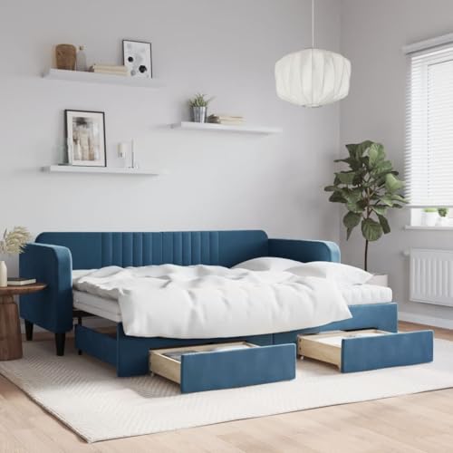 Juroupi Tagesbett Ausziehbar mit Schubladen Bett Mit Stauraum Tagesbett Bett Mit Schubladen Schubladenbett Blau 80x200 cm Samt - 3197127 Juroupi Tagesbett Ausziehbar mit Schubladen Bett Mit Stauraum Tagesbett Bett Mit Schubladen Schubladenbett Blau 80x200 cm Samt - 3197127 von Juroupi