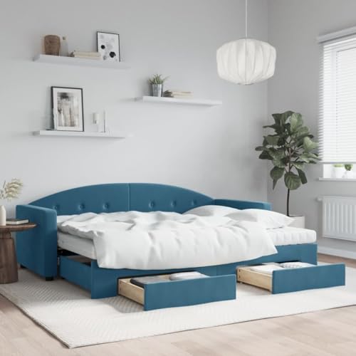 Juroupi Tagesbett Ausziehbar mit Schubladen Bett Mit Stauraum Tagesbett Bett Mit Schubladen Schubladenbett Blau 80x200 cm Samt - 3197365 Juroupi Tagesbett Ausziehbar mit Schubladen Bett Mit Stauraum Tagesbett Bett Mit Schubladen Schubladenbett Blau 80x200 cm Samt - 3197365 von Juroupi