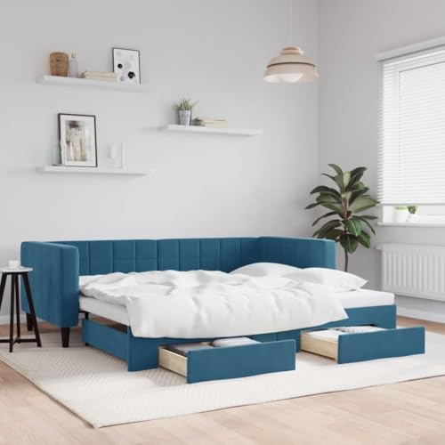 Juroupi Tagesbett Ausziehbar mit Schubladen Bett Mit Stauraum Tagesbett Bett Mit Schubladen Schubladenbett Blau 90x200 cm Samt - 3196738 Juroupi Tagesbett Ausziehbar mit Schubladen Bett Mit Stauraum Tagesbett Bett Mit Schubladen Schubladenbett Blau 90x200 cm Samt - 3196738 von Juroupi