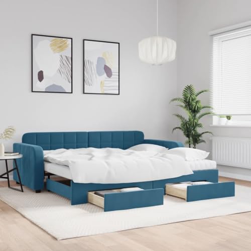 Juroupi Tagesbett Ausziehbar mit Schubladen Bett Mit Stauraum Tagesbett Bett Mit Schubladen Schubladenbett Blau 90x200 cm Samt - 3197000 Juroupi Tagesbett Ausziehbar mit Schubladen Bett Mit Stauraum Tagesbett Bett Mit Schubladen Schubladenbett Blau 90x200 cm Samt - 3197000 von Juroupi