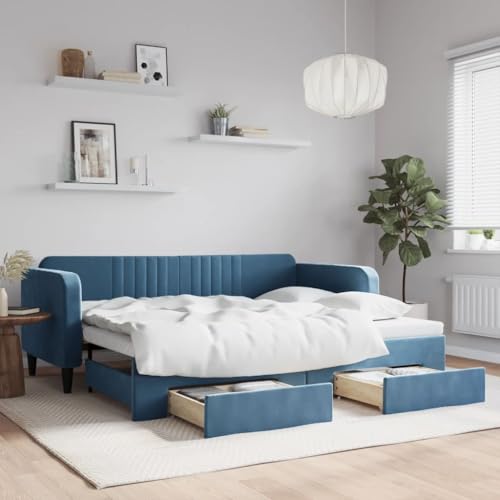 Juroupi Tagesbett Ausziehbar mit Schubladen Bett Mit Stauraum Tagesbett Bett Mit Schubladen Schubladenbett Blau 90x200 cm Samt - 3197110 Juroupi Tagesbett Ausziehbar mit Schubladen Bett Mit Stauraum Tagesbett Bett Mit Schubladen Schubladenbett Blau 90x200 cm Samt - 3197110 von Juroupi