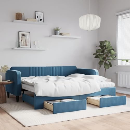 Juroupi Tagesbett Ausziehbar mit Schubladen Bett Mit Stauraum Tagesbett Bett Mit Schubladen Schubladenbett Blau 90x200 cm Samt - 3197134 Juroupi Tagesbett Ausziehbar mit Schubladen Bett Mit Stauraum Tagesbett Bett Mit Schubladen Schubladenbett Blau 90x200 cm Samt - 3197134 von Juroupi
