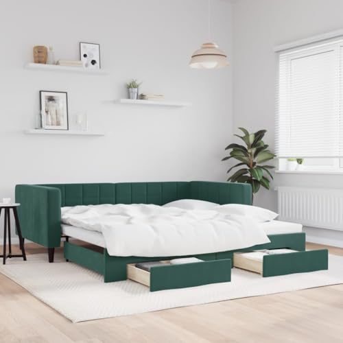 Juroupi Tagesbett Ausziehbar mit Schubladen Bett Mit Stauraum Tagesbett Bett Mit Schubladen Schubladenbett Dunkelgrün 100x200 cm Samt - 3196748 Juroupi Tagesbett Ausziehbar mit Schubladen Bett Mit Stauraum Tagesbett Bett Mit Schubladen Schubladenbett Dunkelgrün 100x200 cm Samt - 3196748 von Juroupi