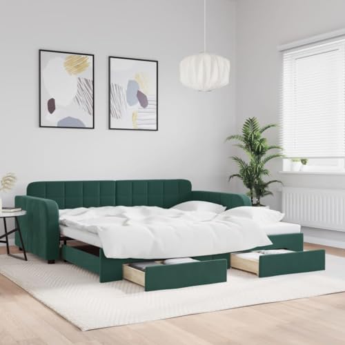 Juroupi Tagesbett Ausziehbar mit Schubladen Bett Mit Stauraum Tagesbett Bett Mit Schubladen Schubladenbett Dunkelgrün 100x200 cm Samt - 3196986 Juroupi Tagesbett Ausziehbar mit Schubladen Bett Mit Stauraum Tagesbett Bett Mit Schubladen Schubladenbett Dunkelgrün 100x200 cm Samt - 3196986 von Juroupi