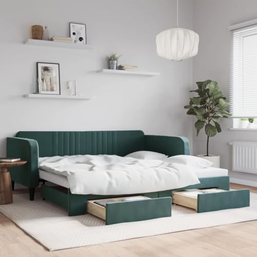 Juroupi Tagesbett Ausziehbar mit Schubladen Bett Mit Stauraum Tagesbett Bett Mit Schubladen Schubladenbett Dunkelgrün 100x200 cm Samt - 3197120 Juroupi Tagesbett Ausziehbar mit Schubladen Bett Mit Stauraum Tagesbett Bett Mit Schubladen Schubladenbett Dunkelgrün 100x200 cm Samt - 3197120 von Juroupi