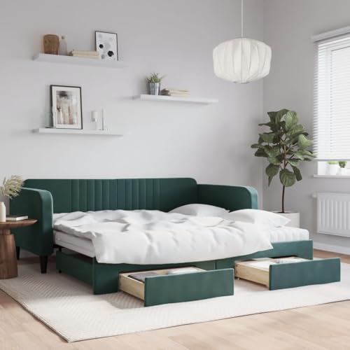 Juroupi Tagesbett Ausziehbar mit Schubladen Bett Mit Stauraum Tagesbett Bett Mit Schubladen Schubladenbett Dunkelgrün 100x200 cm Samt - 3197144 Juroupi Tagesbett Ausziehbar mit Schubladen Bett Mit Stauraum Tagesbett Bett Mit Schubladen Schubladenbett Dunkelgrün 100x200 cm Samt - 3197144 von Juroupi