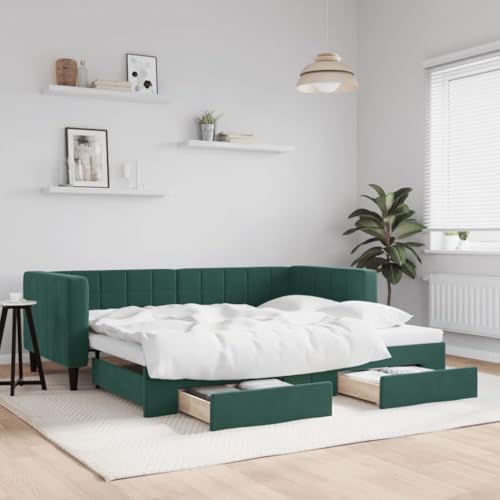 Juroupi Tagesbett Ausziehbar mit Schubladen Bett Mit Stauraum Tagesbett Bett Mit Schubladen Schubladenbett Dunkelgrün 80x200 cm Samt - 3196734 Juroupi Tagesbett Ausziehbar mit Schubladen Bett Mit Stauraum Tagesbett Bett Mit Schubladen Schubladenbett Dunkelgrün 80x200 cm Samt - 3196734 von Juroupi