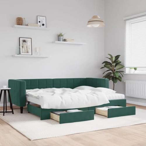 Juroupi Tagesbett Ausziehbar mit Schubladen Bett Mit Stauraum Tagesbett Bett Mit Schubladen Schubladenbett Dunkelgrün 80x200 cm Samt - 3196758 Juroupi Tagesbett Ausziehbar mit Schubladen Bett Mit Stauraum Tagesbett Bett Mit Schubladen Schubladenbett Dunkelgrün 80x200 cm Samt - 3196758 von Juroupi
