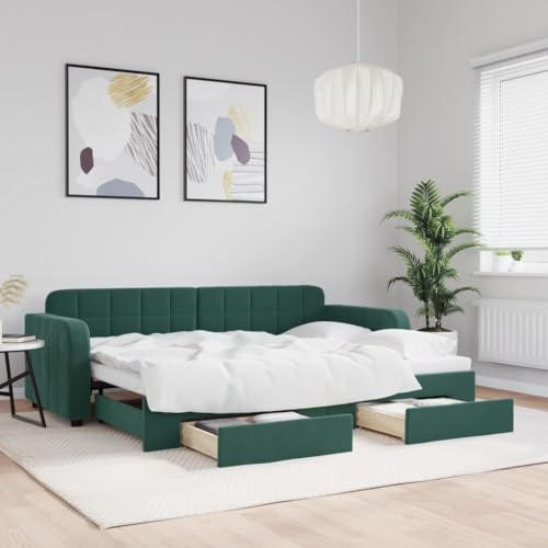 Juroupi Tagesbett Ausziehbar mit Schubladen Bett Mit Stauraum Tagesbett Bett Mit Schubladen Schubladenbett Dunkelgrün 80x200 cm Samt - 3196972 Juroupi Tagesbett Ausziehbar mit Schubladen Bett Mit Stauraum Tagesbett Bett Mit Schubladen Schubladenbett Dunkelgrün 80x200 cm Samt - 3196972 von Juroupi