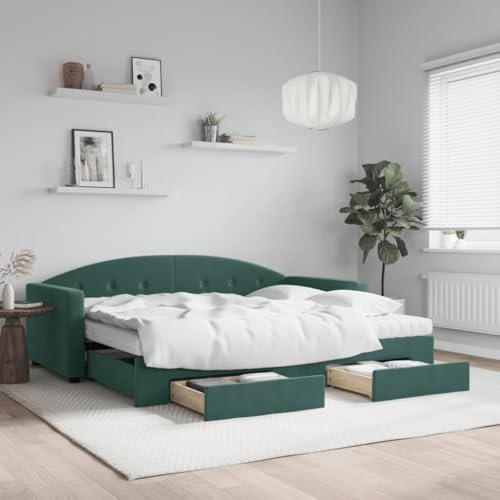 Juroupi Tagesbett Ausziehbar mit Schubladen Bett Mit Stauraum Tagesbett Bett Mit Schubladen Schubladenbett Dunkelgrün 90x200 cm Samt - 3197375 Juroupi Tagesbett Ausziehbar mit Schubladen Bett Mit Stauraum Tagesbett Bett Mit Schubladen Schubladenbett Dunkelgrün 90x200 cm Samt - 3197375 von Juroupi