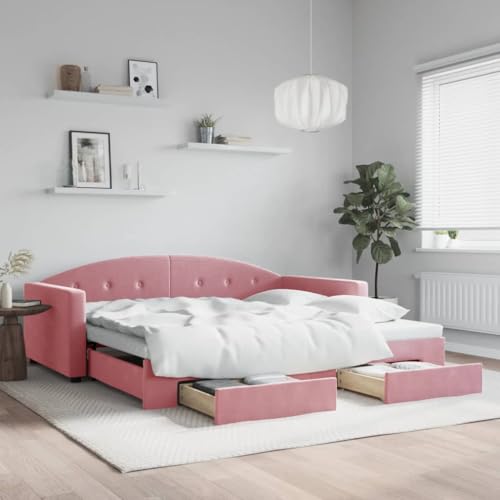 Juroupi Tagesbett Ausziehbar mit Schubladen Bett Mit Stauraum Tagesbett Bett Mit Schubladen Schubladenbett Rosa 100x200 cm Samt - 3197359 Juroupi Tagesbett Ausziehbar mit Schubladen Bett Mit Stauraum Tagesbett Bett Mit Schubladen Schubladenbett Rosa 100x200 cm Samt - 3197359 von Juroupi