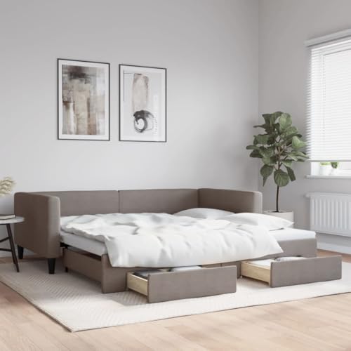 Juroupi Tagesbett Ausziehbar mit Schubladen Bett Mit Stauraum Tagesbett Bett Mit Schubladen Schubladenbett Taupe 100x200 cm Stoff - 3196622 Juroupi Tagesbett Ausziehbar mit Schubladen Bett Mit Stauraum Tagesbett Bett Mit Schubladen Schubladenbett Taupe 100x200 cm Stoff - 3196622 von Juroupi