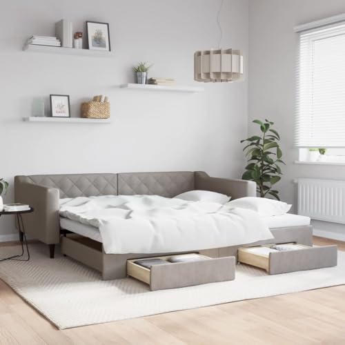 Juroupi Tagesbett Ausziehbar mit Schubladen Bett Mit Stauraum Tagesbett Bett Mit Schubladen Schubladenbett Taupe 100x200 cm Stoff - 3197470 Juroupi Tagesbett Ausziehbar mit Schubladen Bett Mit Stauraum Tagesbett Bett Mit Schubladen Schubladenbett Taupe 100x200 cm Stoff - 3197470 von Juroupi