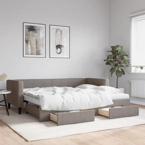 Juroupi Tagesbett Ausziehbar mit Schubladen Bett Mit Stauraum Tagesbett Bett Mit Schubladen Schubladenbett Taupe 80x200 cm Stoff - 3196630 Juroupi Tagesbett Ausziehbar mit Schubladen Bett Mit Stauraum Tagesbett Bett Mit Schubladen Schubladenbett Taupe 80x200 cm Stoff - 3196630 von Juroupi