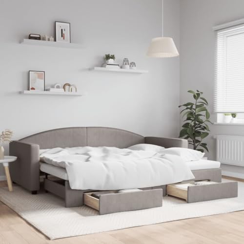 Juroupi Tagesbett Ausziehbar mit Schubladen Bett Mit Stauraum Tagesbett Bett Mit Schubladen Schubladenbett Taupe 90x200 cm Stoff - 3197227 Juroupi Tagesbett Ausziehbar mit Schubladen Bett Mit Stauraum Tagesbett Bett Mit Schubladen Schubladenbett Taupe 90x200 cm Stoff - 3197227 von Juroupi