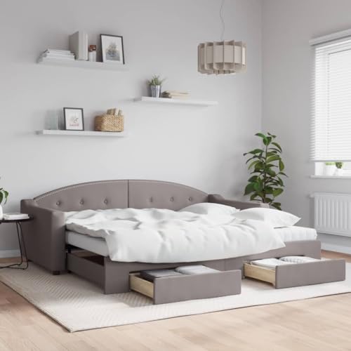 Juroupi Tagesbett Ausziehbar mit Schubladen Bett Mit Stauraum Tagesbett Bett Mit Schubladen Schubladenbett Taupe 90x200 cm Stoff - 3197587 Juroupi Tagesbett Ausziehbar mit Schubladen Bett Mit Stauraum Tagesbett Bett Mit Schubladen Schubladenbett Taupe 90x200 cm Stoff - 3197587 von Juroupi